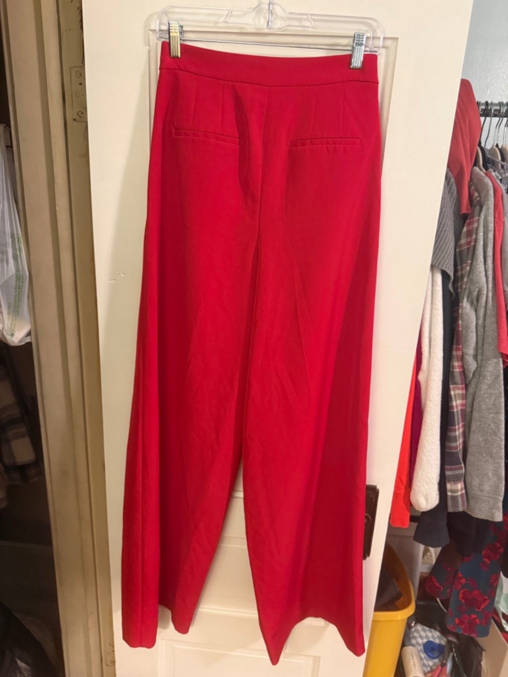 Express Red High Rise Wide Leg Trouser Pants - Picture 3 of 9